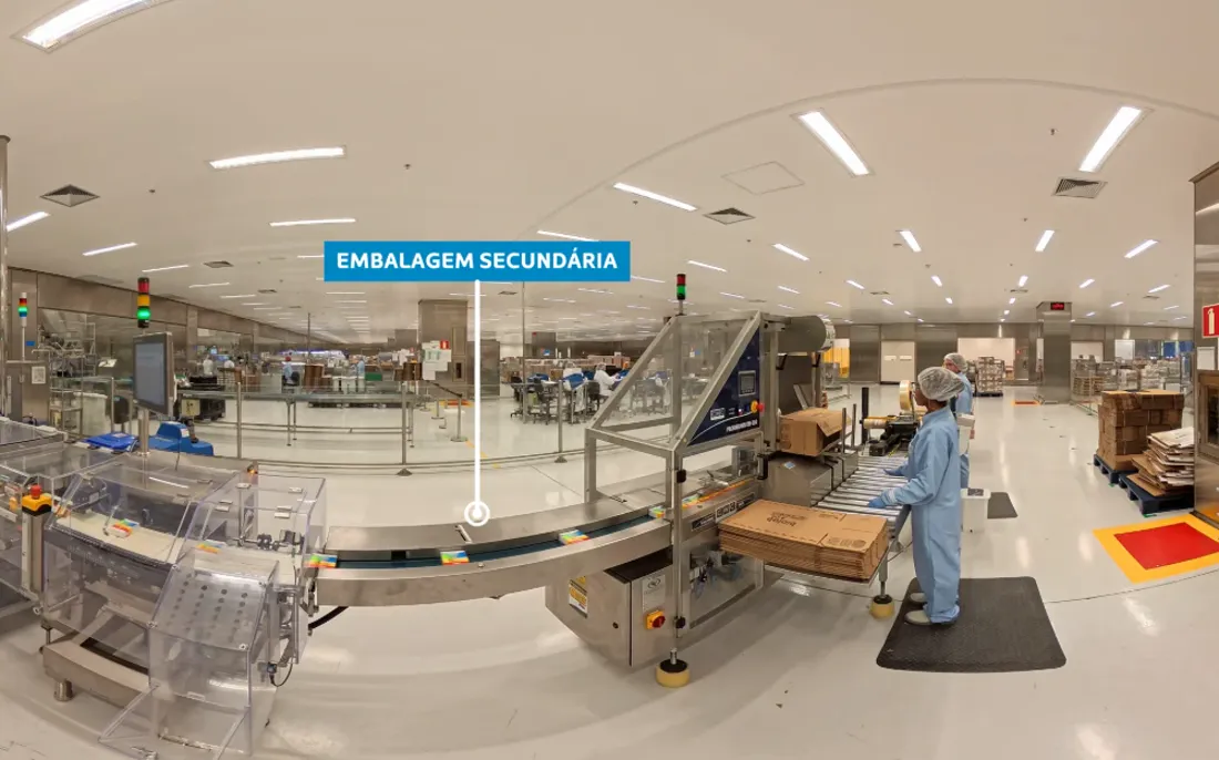Linha de embalagem da fábrica da Biolab