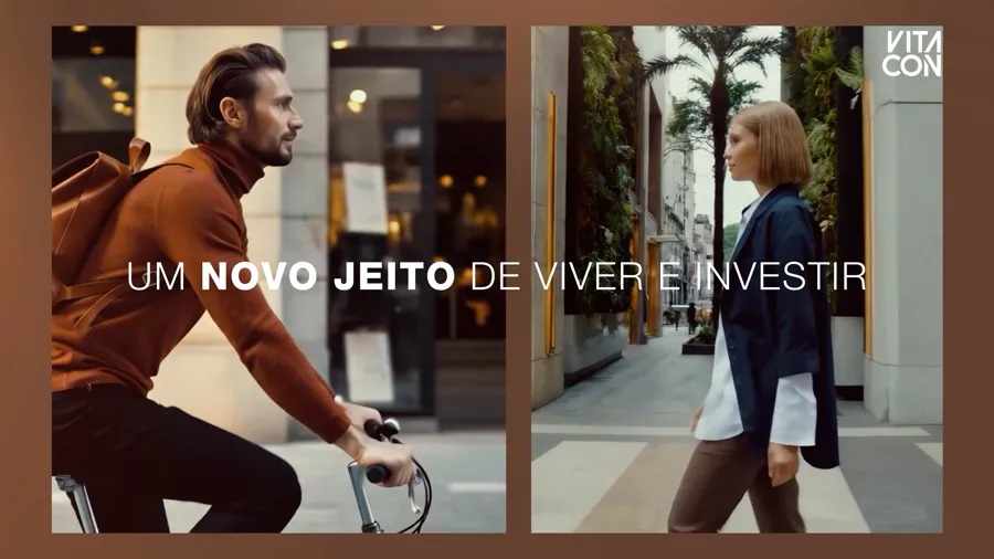 Pessoas caminhando na cidade em filme da Vitacon