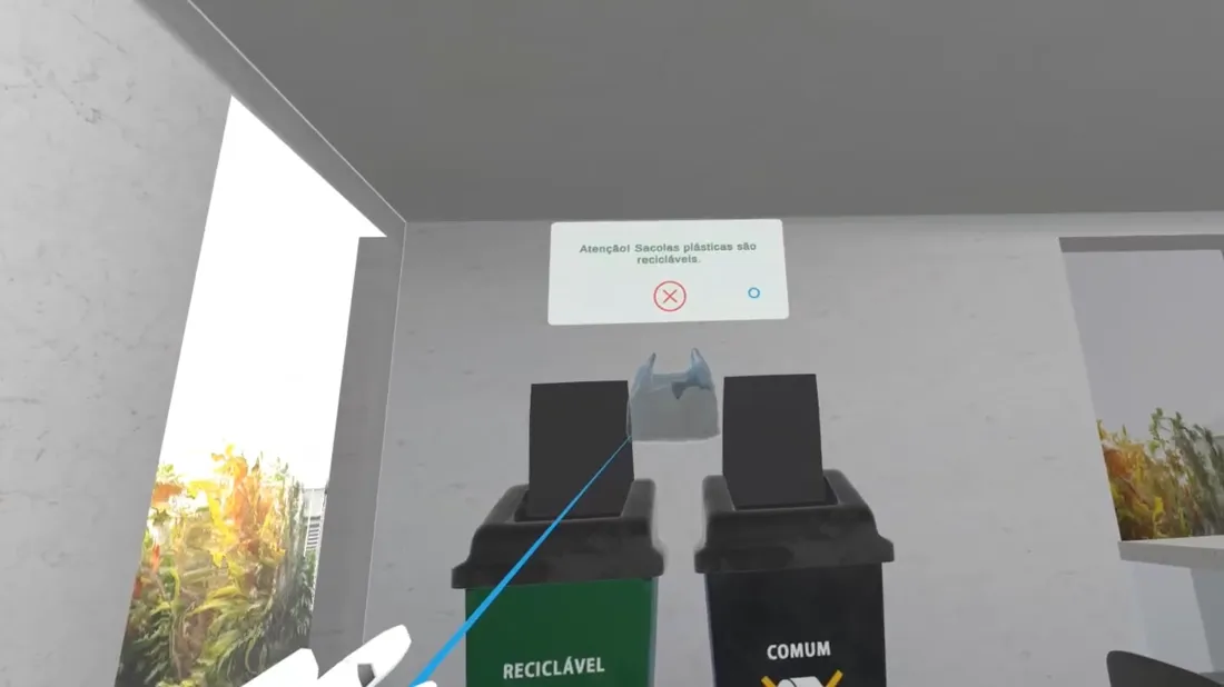 Jogo em VR de separação de lixo reciclável
